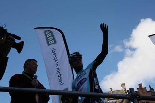 Tom Boonen (Omega Pharma-QuickStep) salutes the crowds in Bruges.