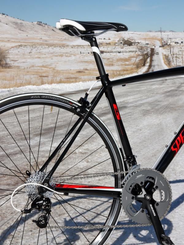 Even though it's aluminum and not carbon, Specialized closely adheres to the "big chain stays, small seat stays" philosophy of frame design and ride quality benefits as a result.