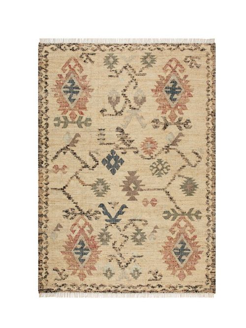 Matalya Kilim Handwoven Wool & Jute Cream Rug