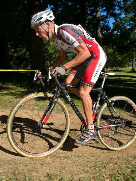 Stephen Cummings (Indiana Regional Medical Center) climbs in the warm September sun to a 12th place overall.