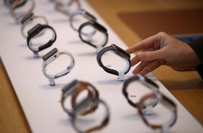 A display of Apple Watches. 