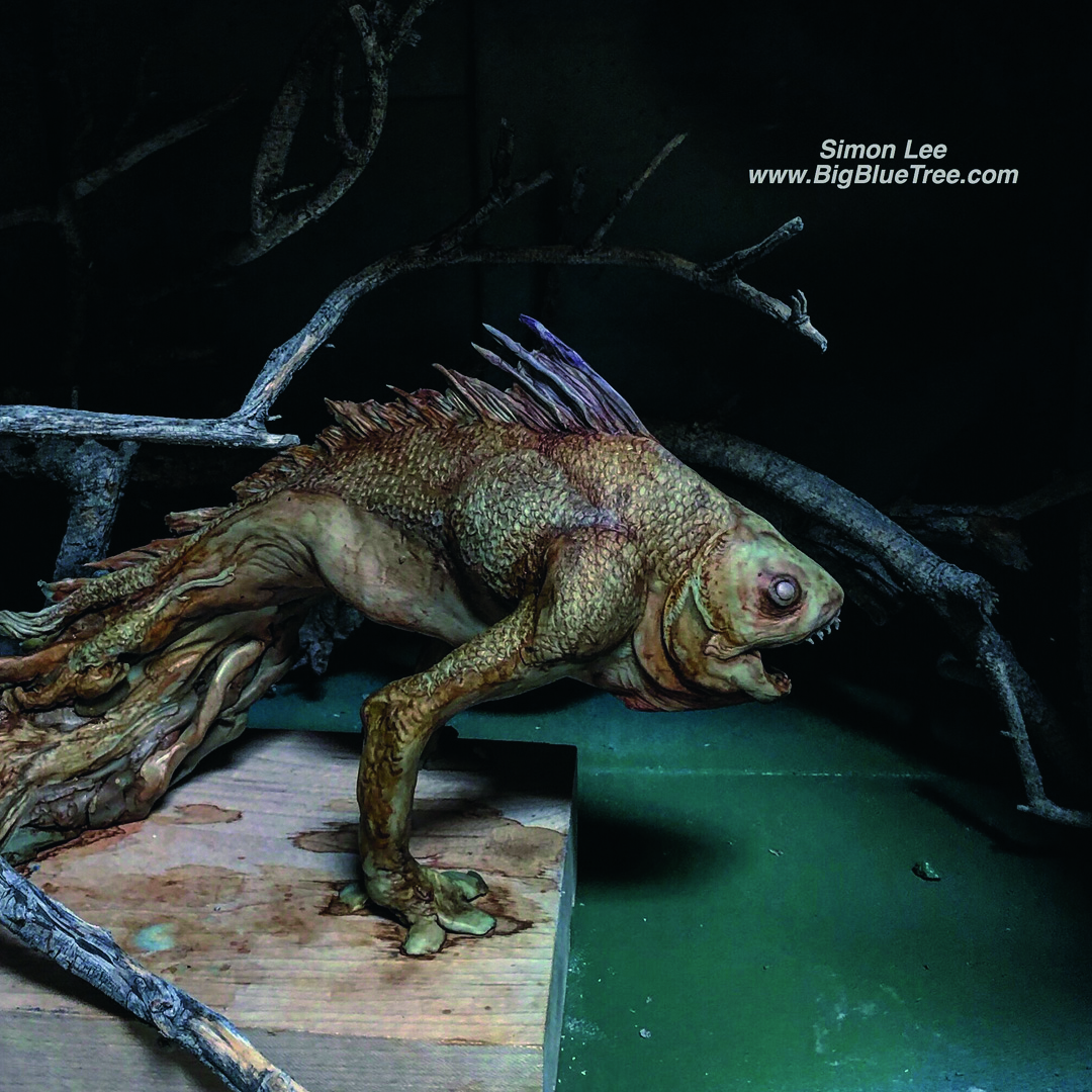 Sculptor Simon Lee; a sculpture of a fish-like creature