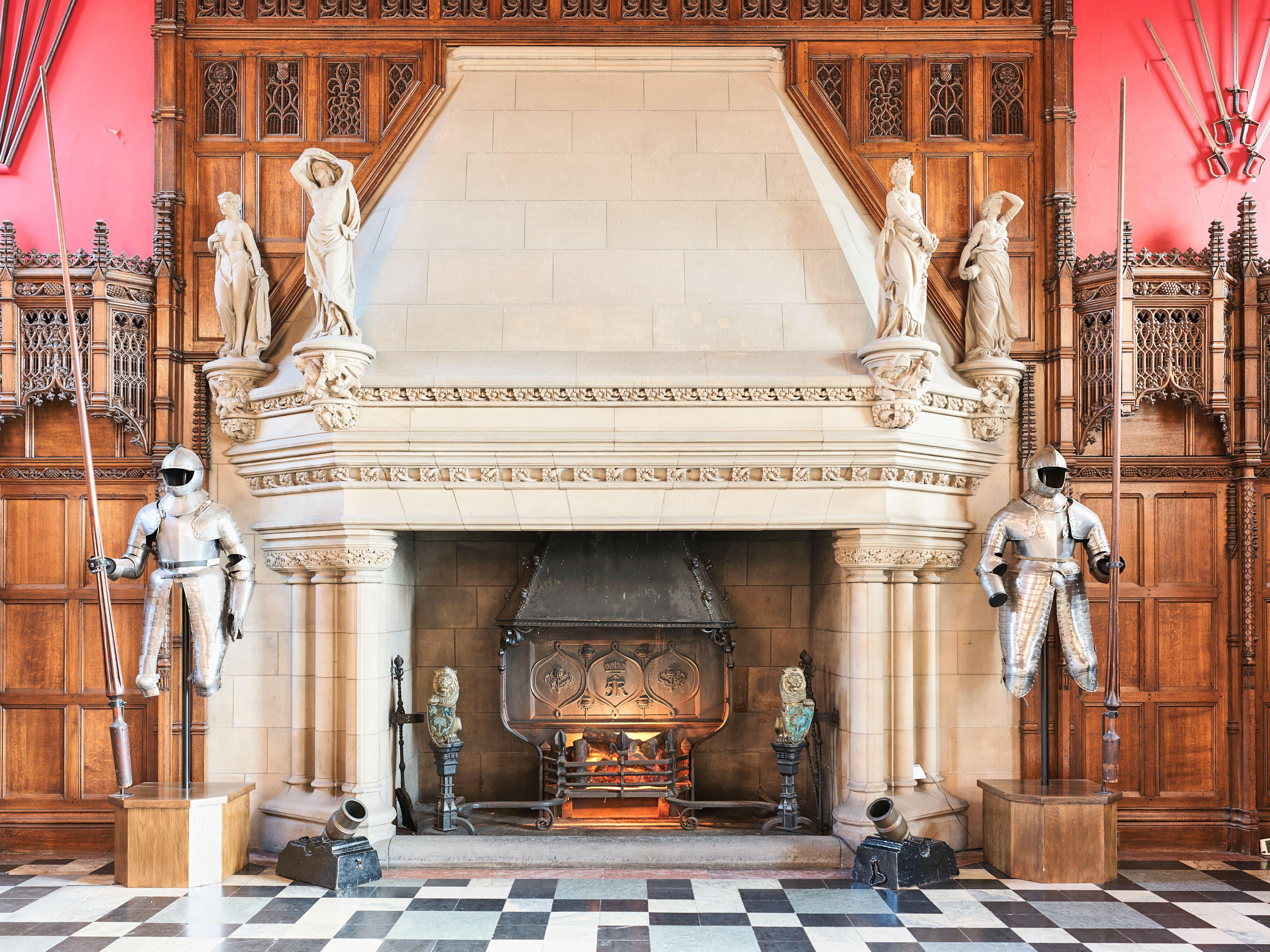 Giant colonnaded fireplace