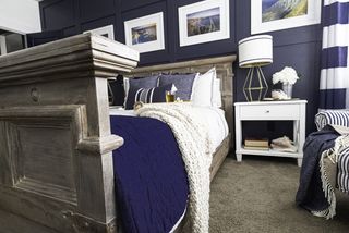 finished restoration hardware-style bed by Sunny Side Design