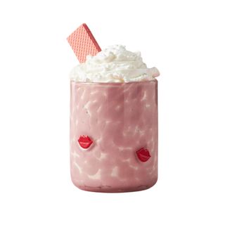Valentine Icon Juice Glass with pink lips and a pink drink and whipped cream