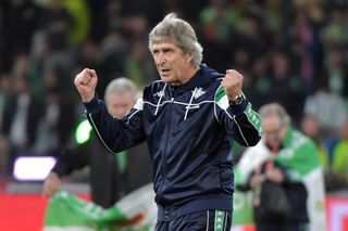 Manuel Pellegrini celebrates as Real Betis win the Copa del Rey.