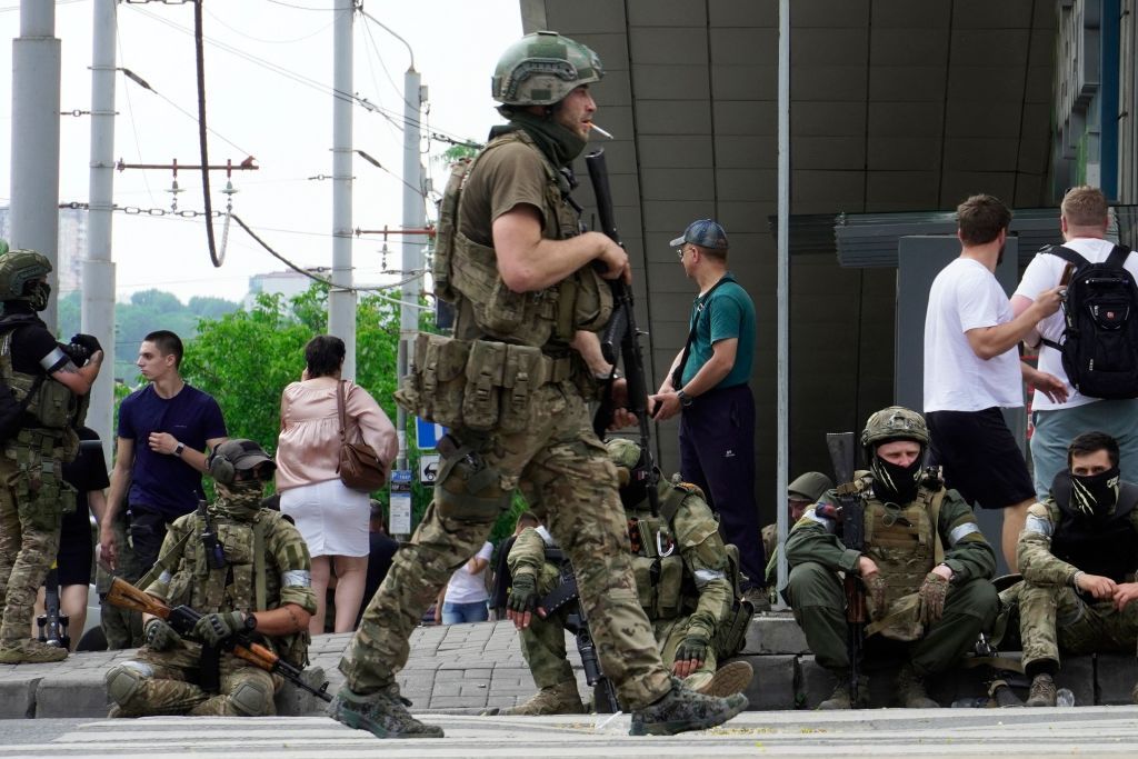 A member of the mercenary Wagner Group in Rostov-on-Don, Russia. 