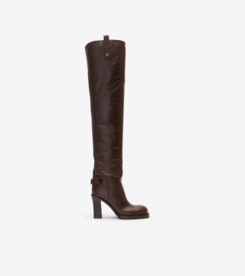 Leather Cavalier Thigh-High Heel Boots in Treacle Brown - Women | Burberry&amp;reg; Official