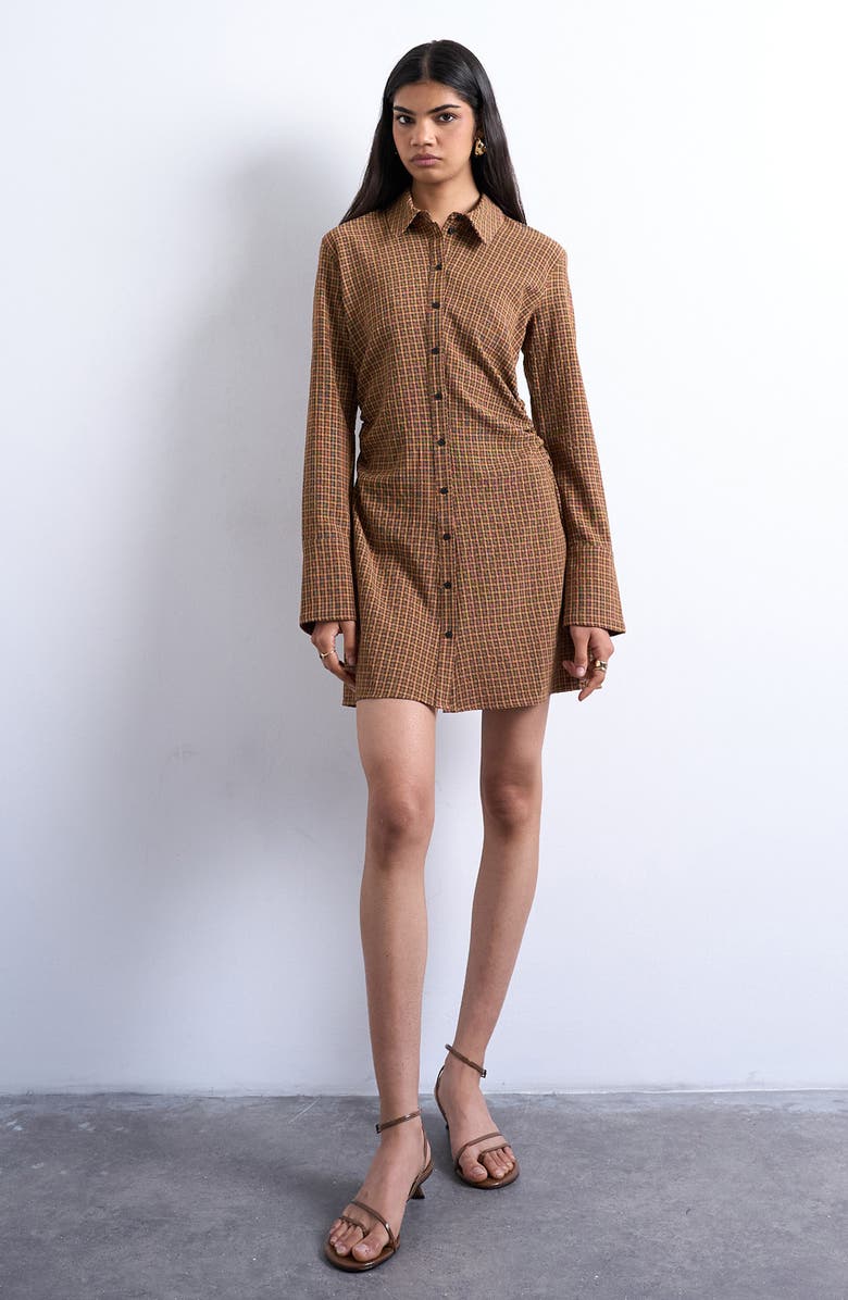 Long Sleeve Ruched Shirtdress