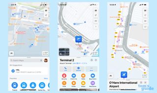 Maps of different airports in Apple Maps