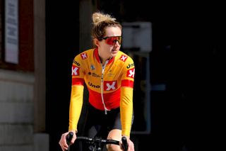 BORRIANA, SPAIN - FEBRUARY 17: Elinor Barker of The United Kingdom and Uno-X Pro Cycling Team prior to the 7th Setmana Ciclista - Volta Comunitat Valenciana Femines 2023, Stage 2 a 116km stage from Borriana to Vila-Real / #SetmanaCiclista23 / on February 17, 2023 in Borriana, Spain. (Photo by Alex Broadway/Getty Images)
