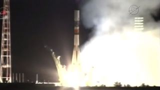 A Russian Soyuz rocket launches the unmanned Progress 61 spacecraft into orbit from Baikonur Cosmodrome, Kazakhstan on Oct. 1, 2015. The Progress 61 spacecraft is carrying 3.1 tons of supplies for the International Space Station.
