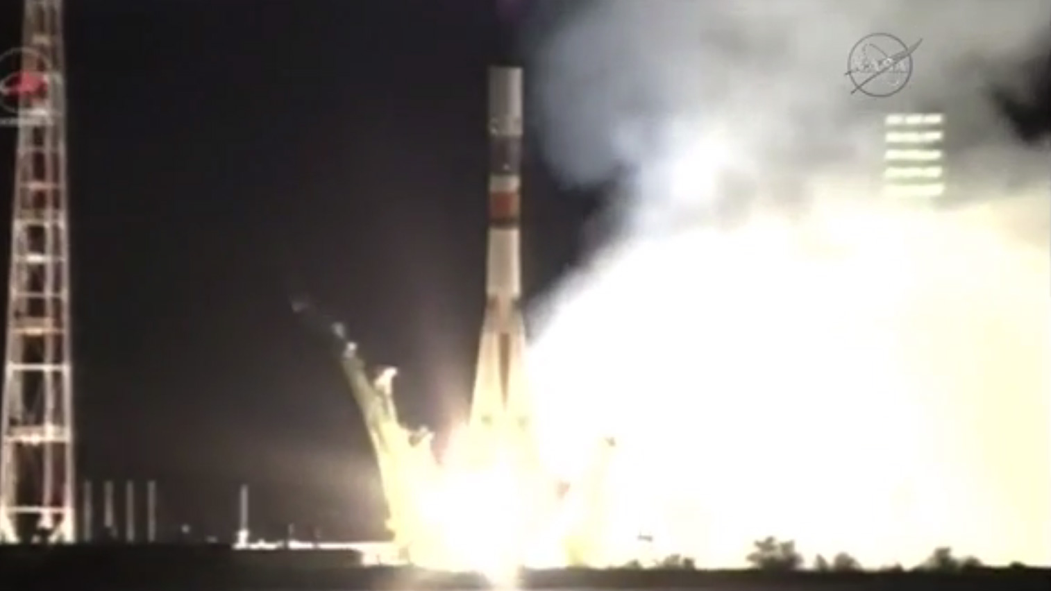 A Russian Soyuz rocket launches the unmanned Progress 61 spacecraft into orbit from Baikonur Cosmodrome, Kazakhstan on Oct. 1, 2015. The Progress 61 spacecraft is carrying 3.1 tons of supplies for the International Space Station.