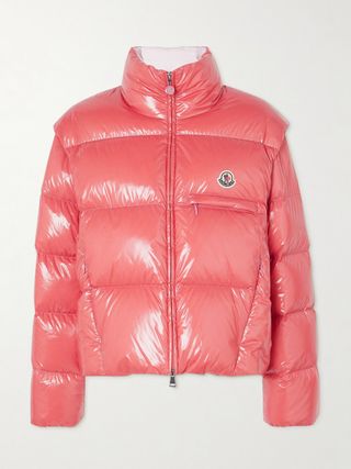 Almo Convertible Appliquéd Quilted Glossed-Shell Down Jacket