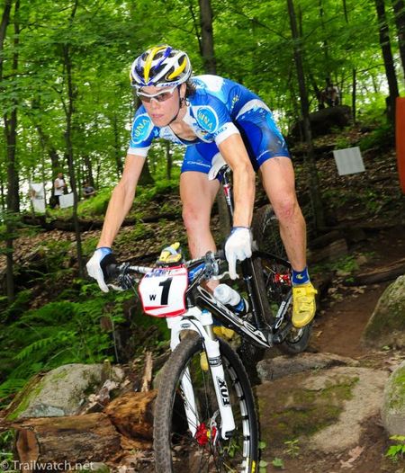 Georgia Gould (Luna Pro Team) uses her technical descending skills during her victorious ride last year.