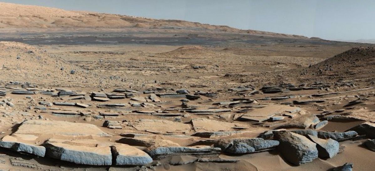 A view from the &quot;Kimberley&quot; formation on Mars taken by NASA&#039;s Curiosity rover. 