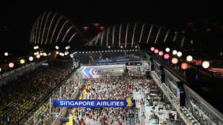 An aerial view of Marina Bay Street Circuit after the Singapore Grand Prix in 2025