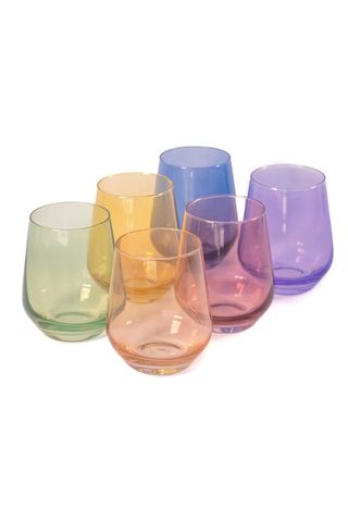 Estelle Colored Glass Set of 6 Stemless Wine Glasses