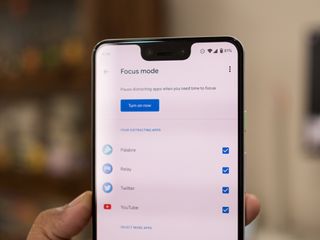 Digital Wellbeing’s Focus mode on a Pixel 3 XL