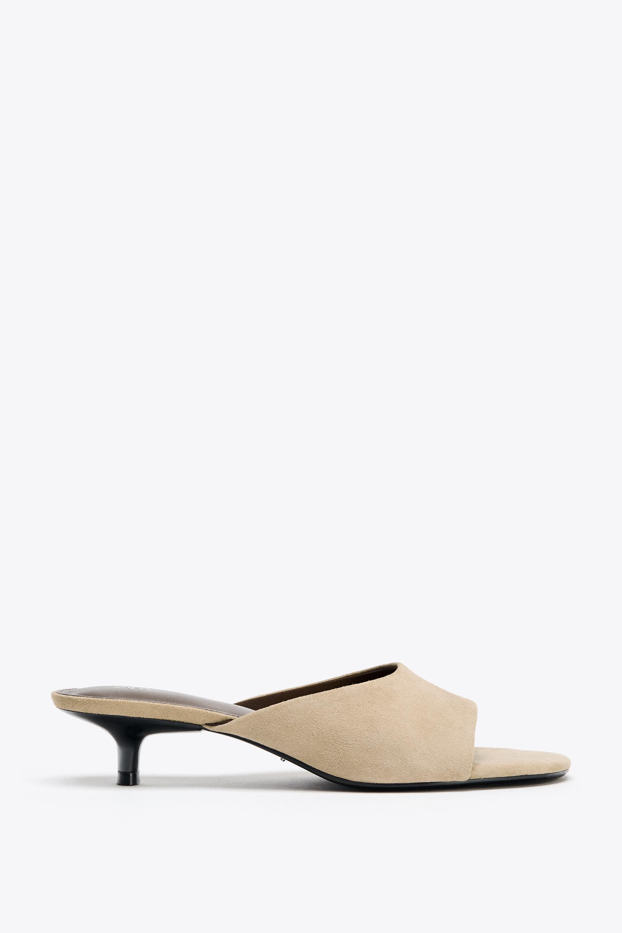 Suede Kitten Heel Sandals
