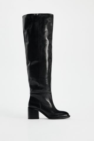 Mid Calf Leather Boots