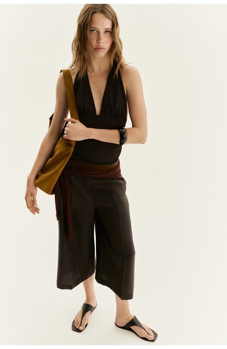 Tailored Linen-Blend Culottes
