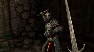 A cultist of the Mythic Dawn raises a blood-soaked blade