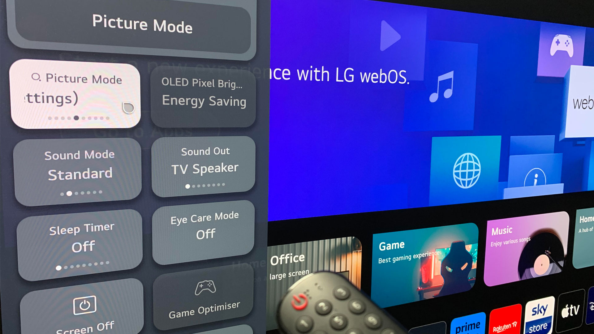 LG OLED TV 2023's new Quick Menu feature on display