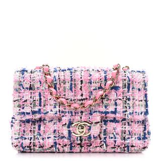 Chanel Tweed Quilted Mini Rectangular Flap Pink Multicolor