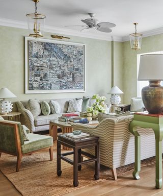 sitting room with green walls