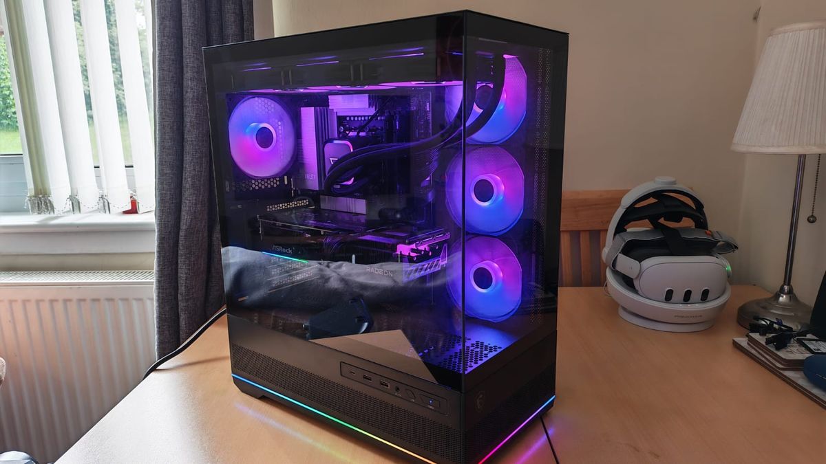 A Quoted Tech Horizon Custom gaming PC with purple fan lighting