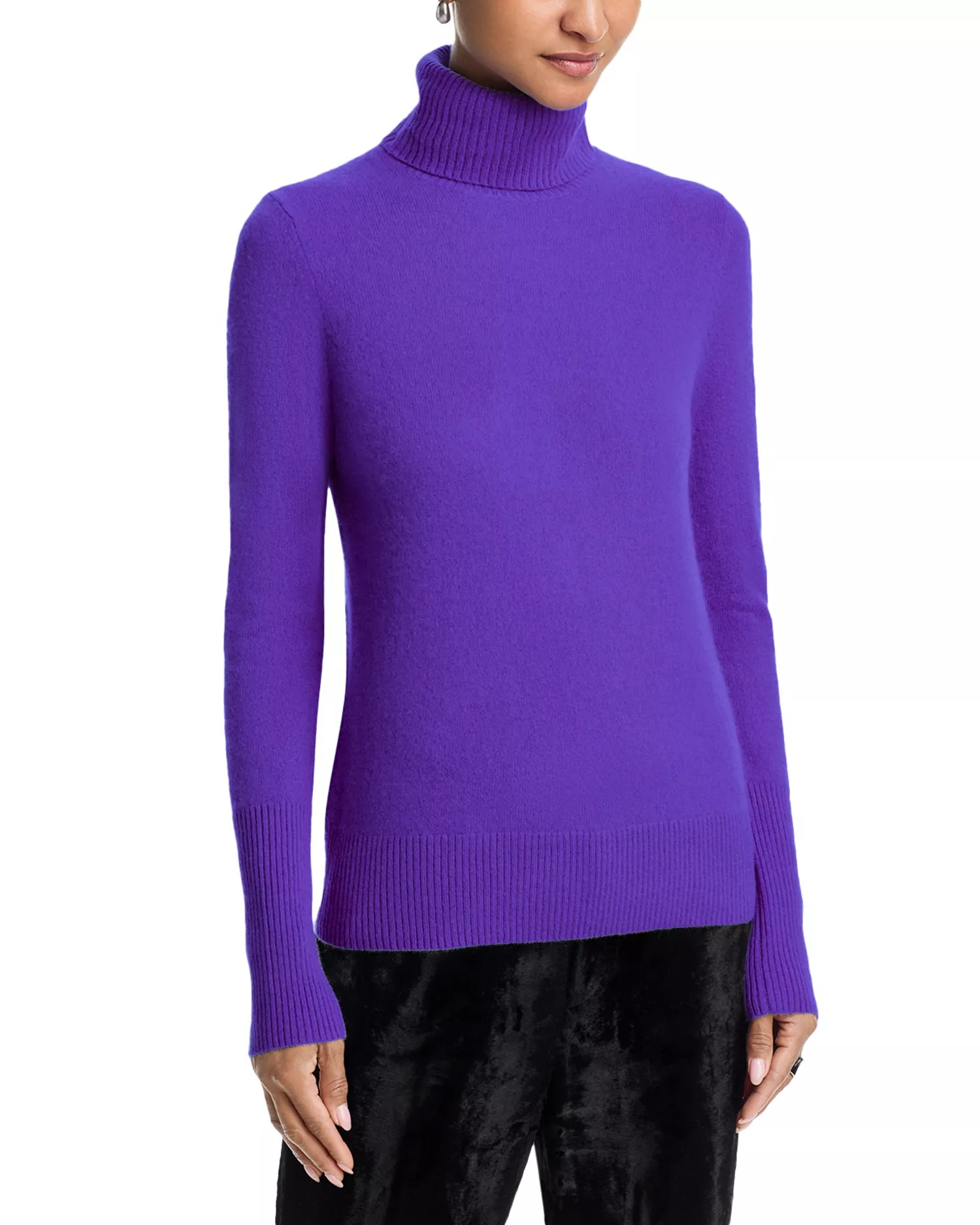 Aqua, 100% Cashmere Turtleneck Sweater in Jelly