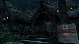 Best Skyrim mods — a sign indicating the presence of a roadside Imperial Mail collection point.