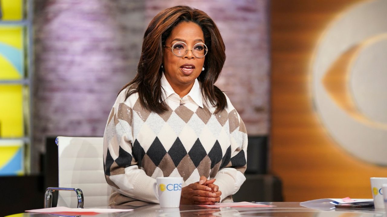 CBS This Morning Co-Anchors Gayle King, Anthony Mason, and Tony Dokoupil interview Oprah on her new Book Club Selection, &quot;Olive, Again&quot; with author Elizabeth Strout. (Photo by Michele Crowe/CBS via Getty Images)