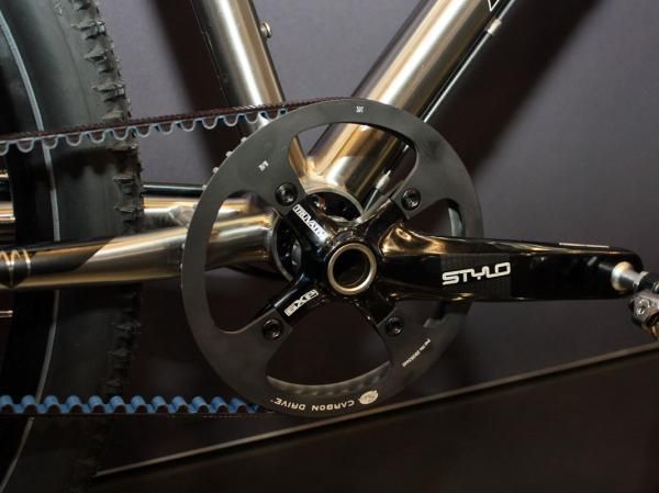 An eccentric bottom bracket provides easy belt or chain tensioning.
