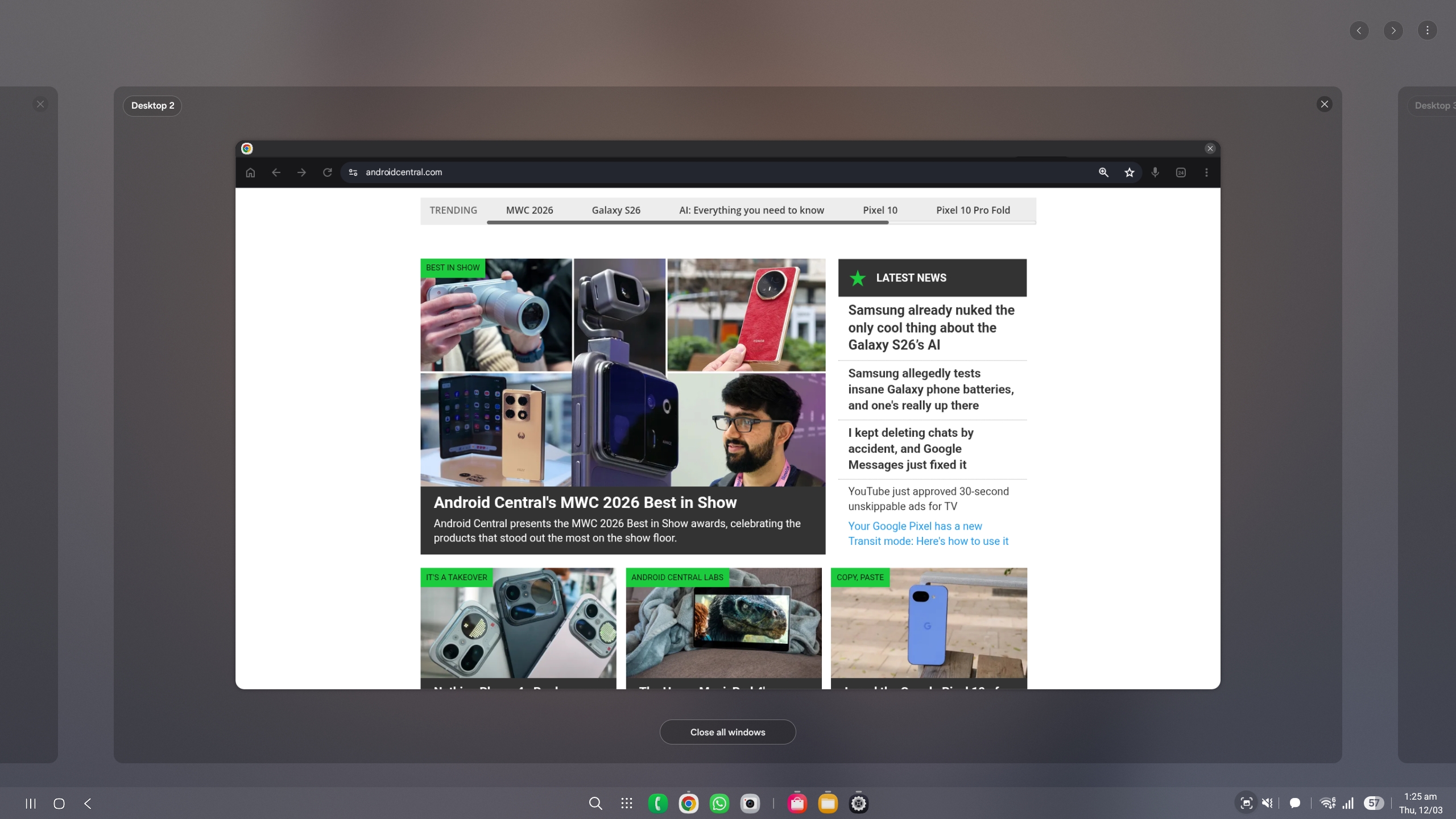Samsung DeX on Galaxy S26 Ultra screenshots