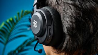 A black SteelSeries Arctis Nova 5P wireless gaming headset