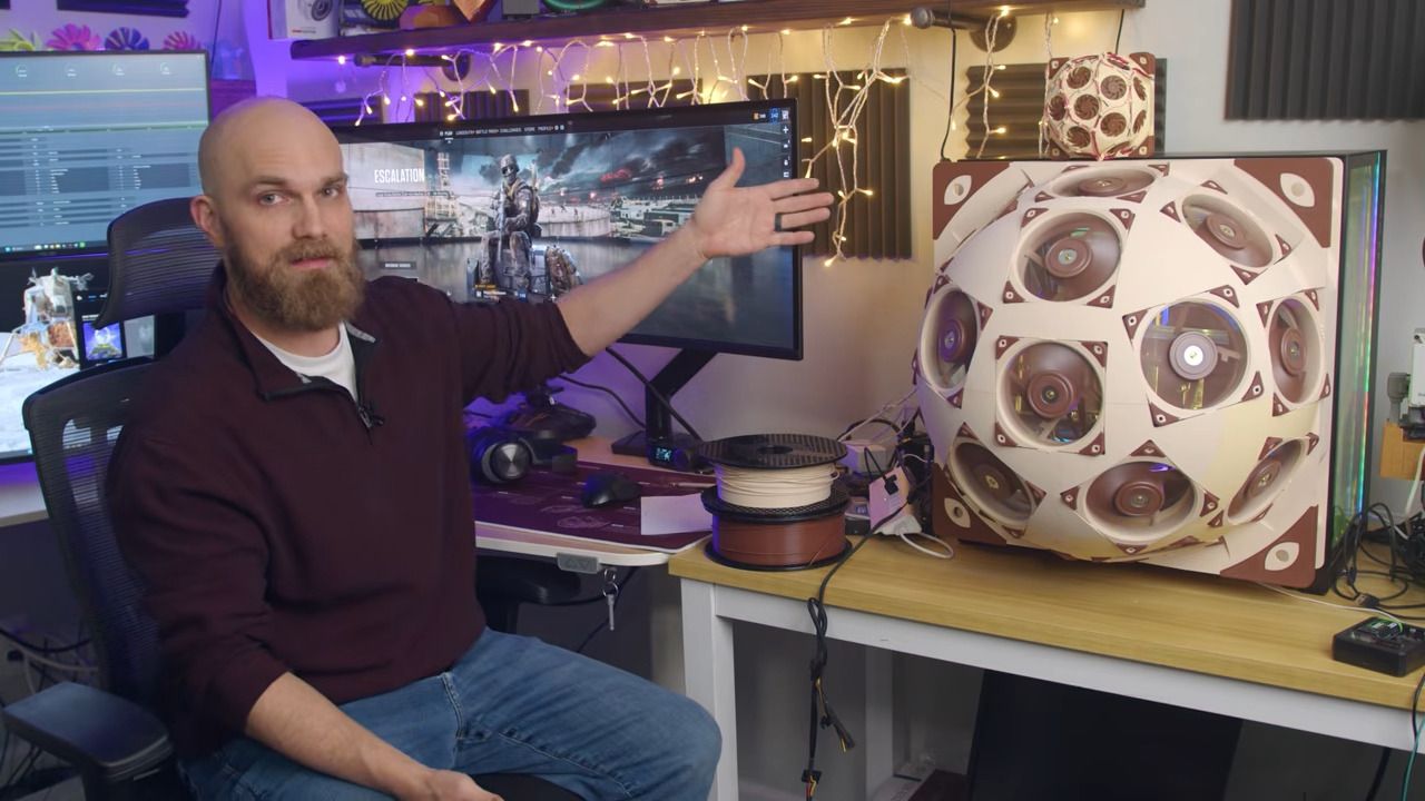 Bulbous 15x fan PC case side panel dubbed the ‘Superdome’ lowers temps by 20 degrees — $600 worth of Noctua fans arrayed in 3D-printed structure