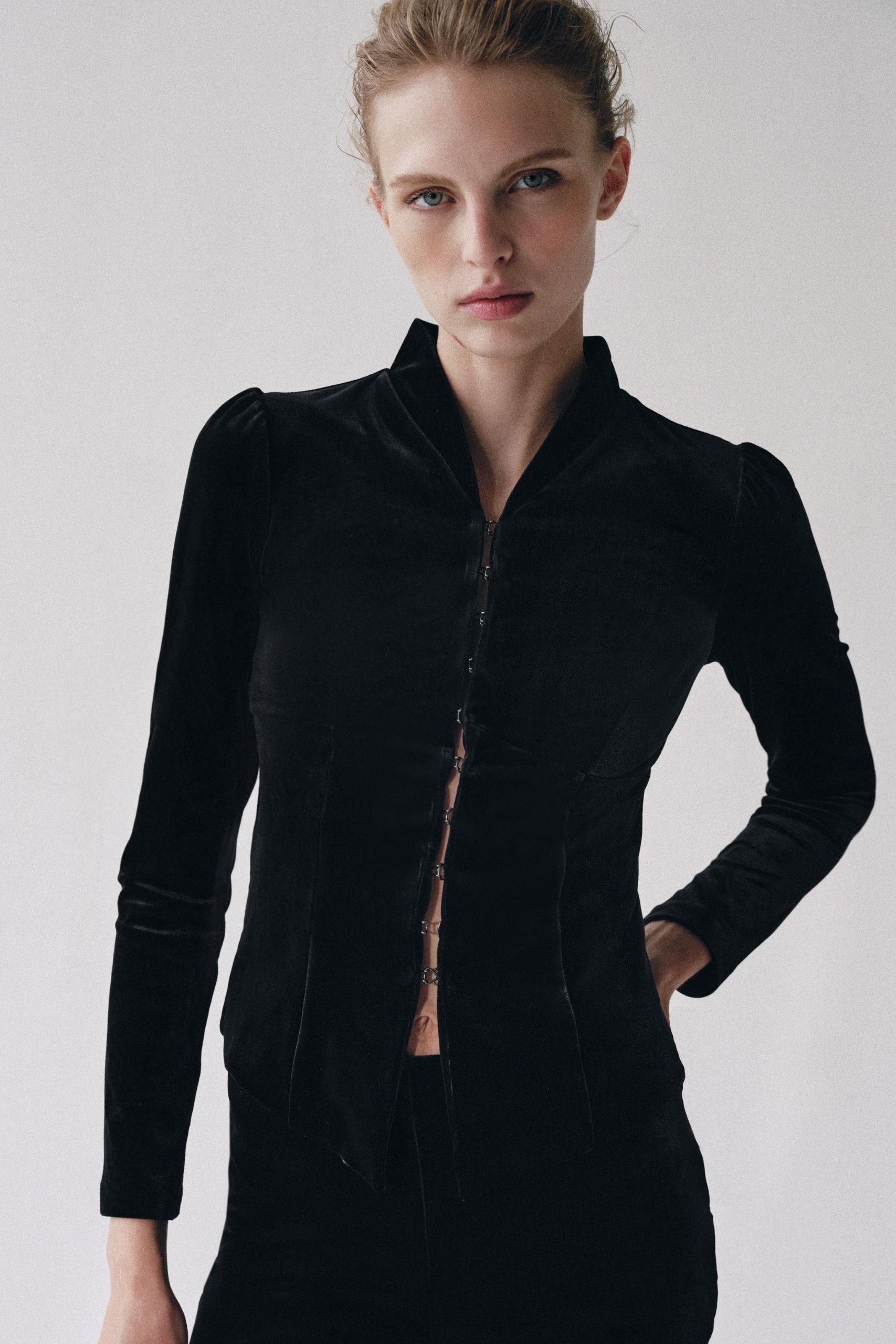 Fitted Velvet Jacket - Black - S
