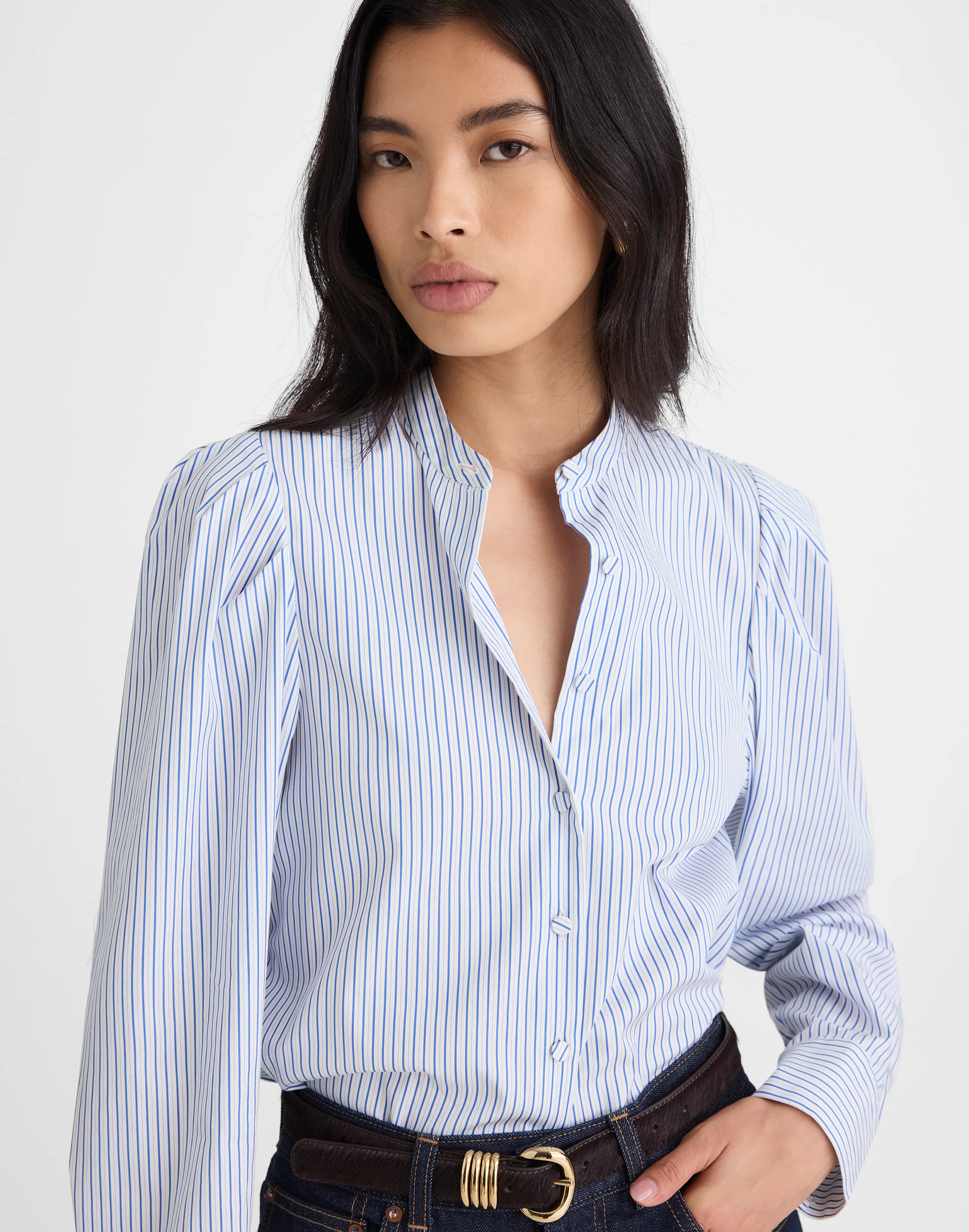 Puff-Sleeve Button-Up Shirt