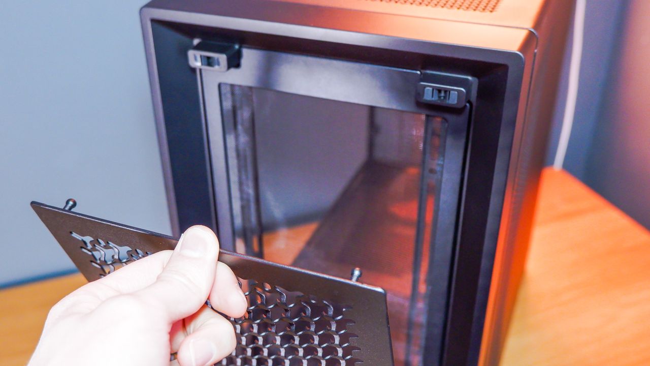 A Corsair Frame 4000D case with various features designed for both Corsair's own iCUE ecosystem and for the benefit of system builders.