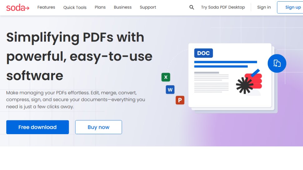 Website screenshot of Soda PDF (August, 2025)