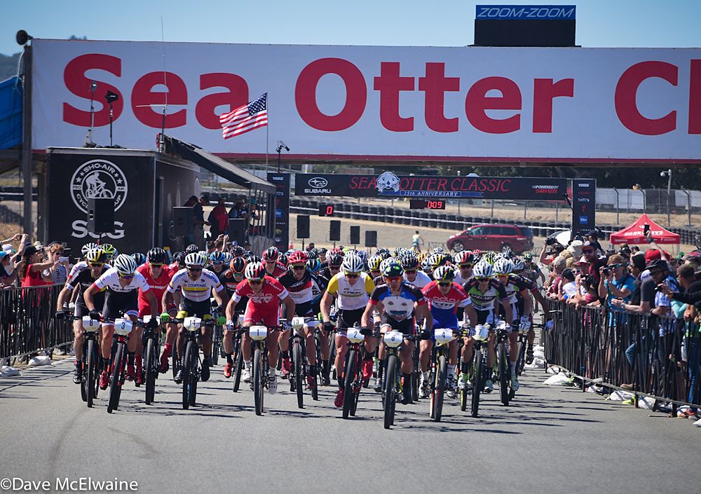 Pro Men starting on the Laguna Seca track