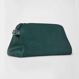 aqua green clutch with silver buckle