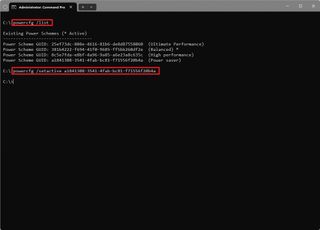 Command Prompt change power mode command