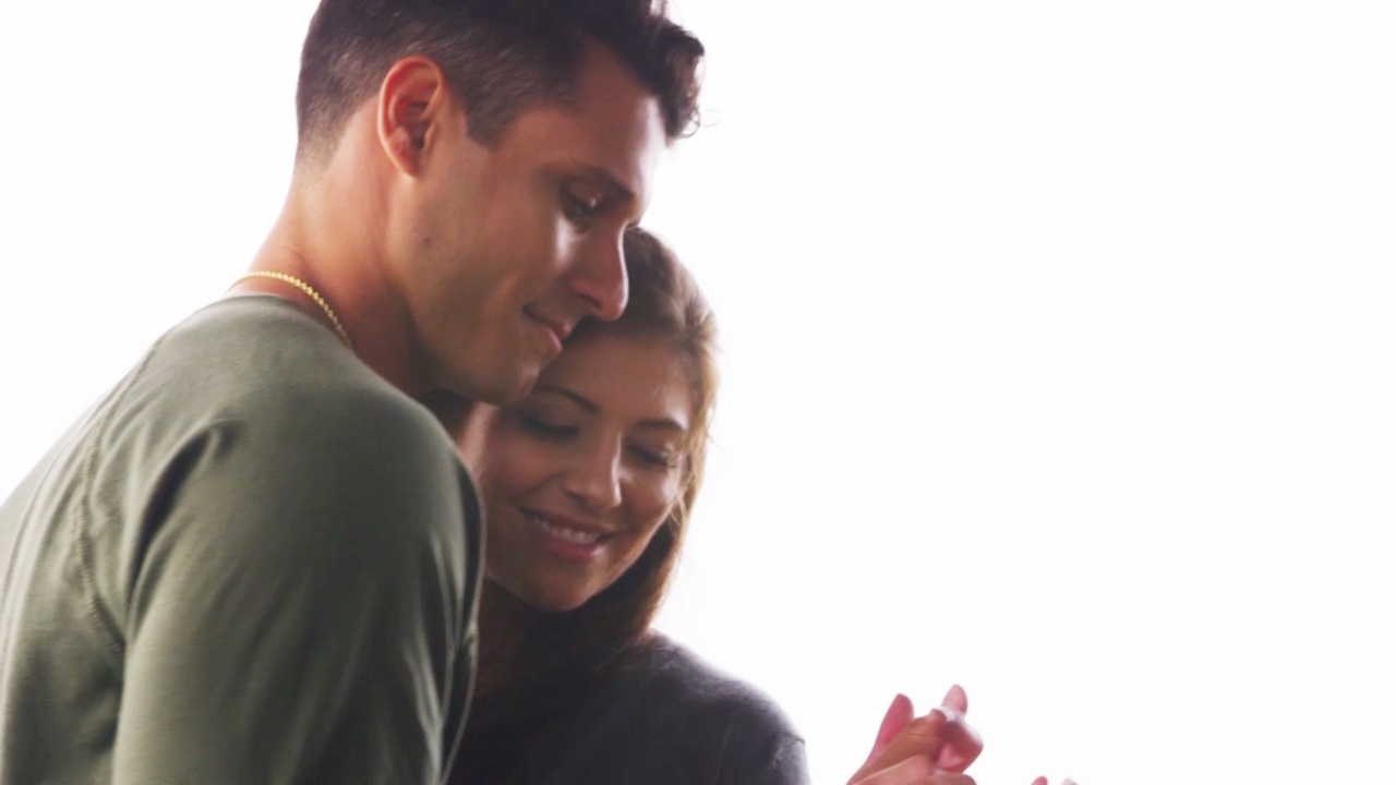 Cody Calafiore and Ashley Brinkman hug in The Maltese Holiday.