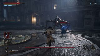In-game screenshot of the Specter fighting a boss in Lies of P