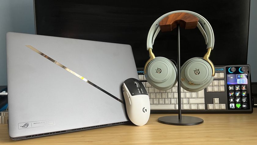 Gaming tech on a wooden desk