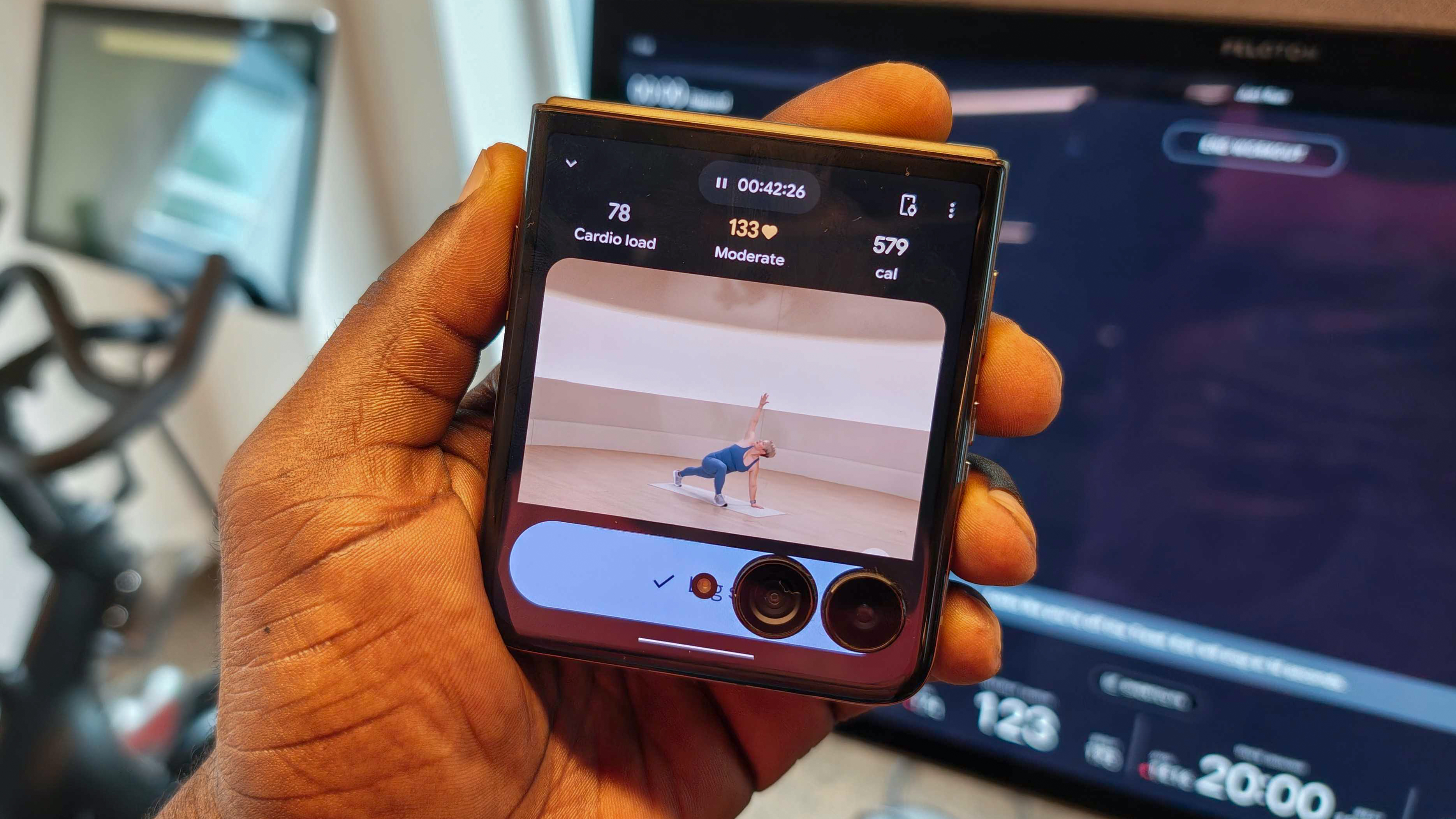 A smartphone showing a workout tracked using the Fitbit Air