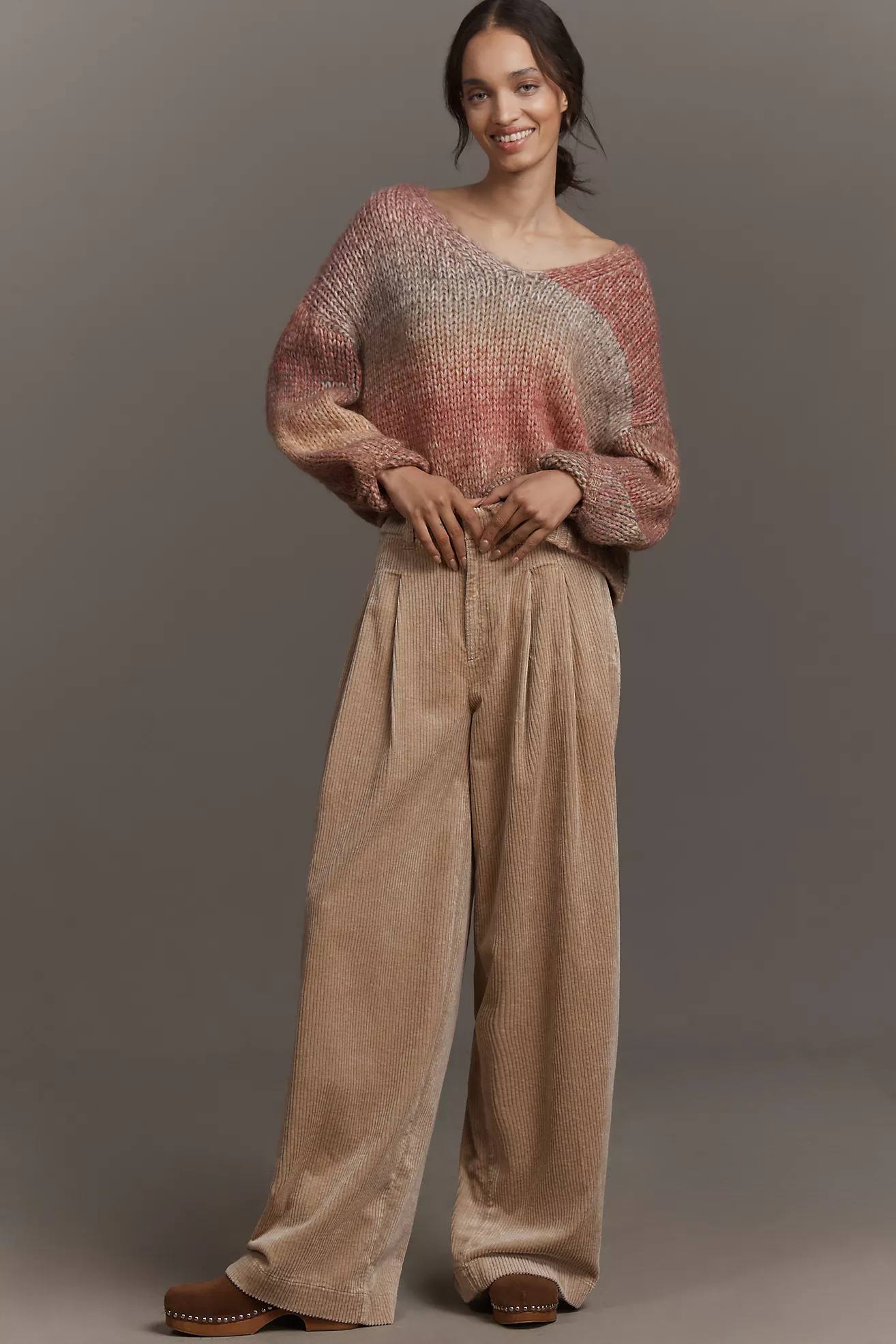 By Anthropologie Pleated Cord Trousers